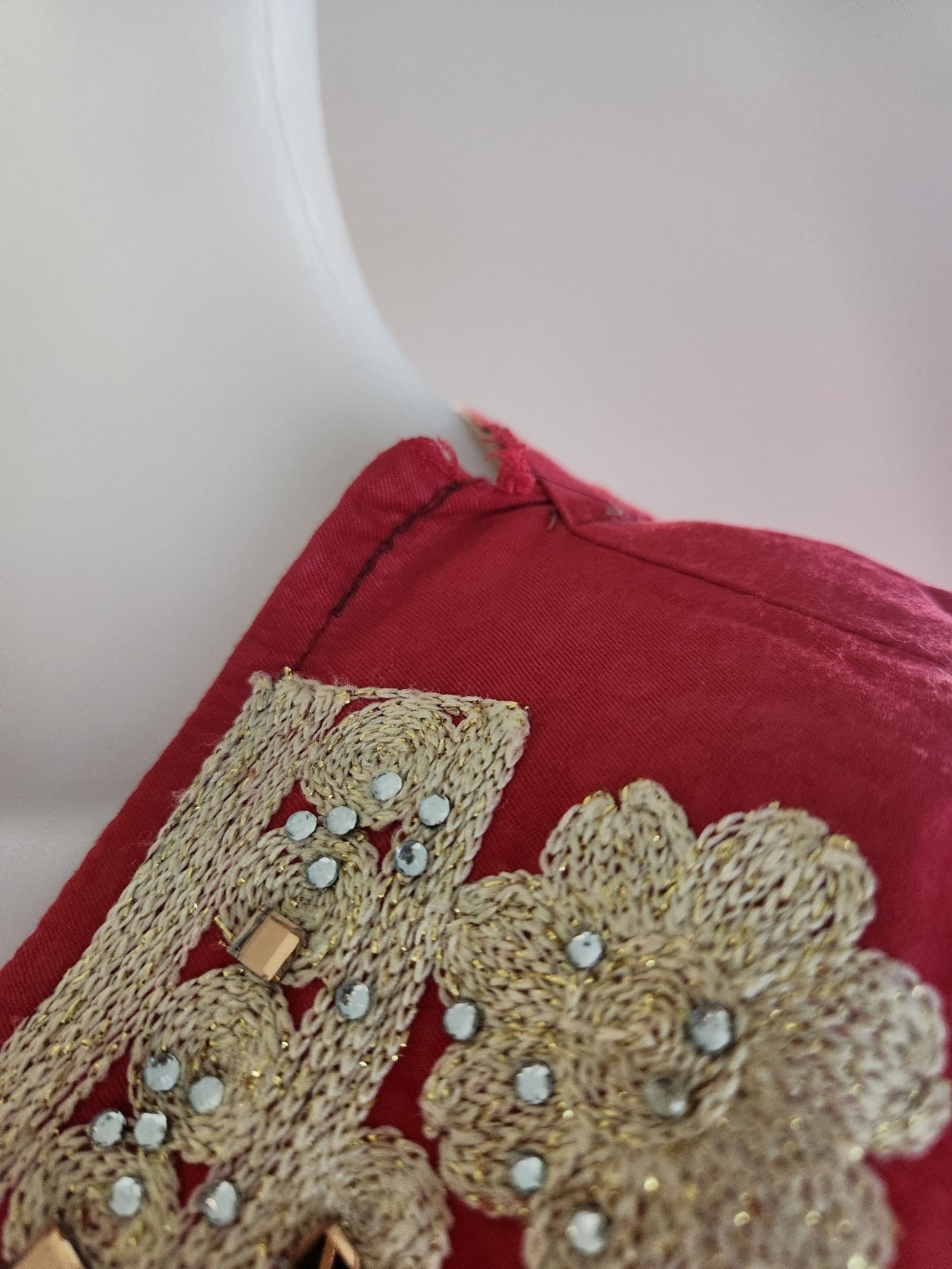 Red Embroidered Abaya