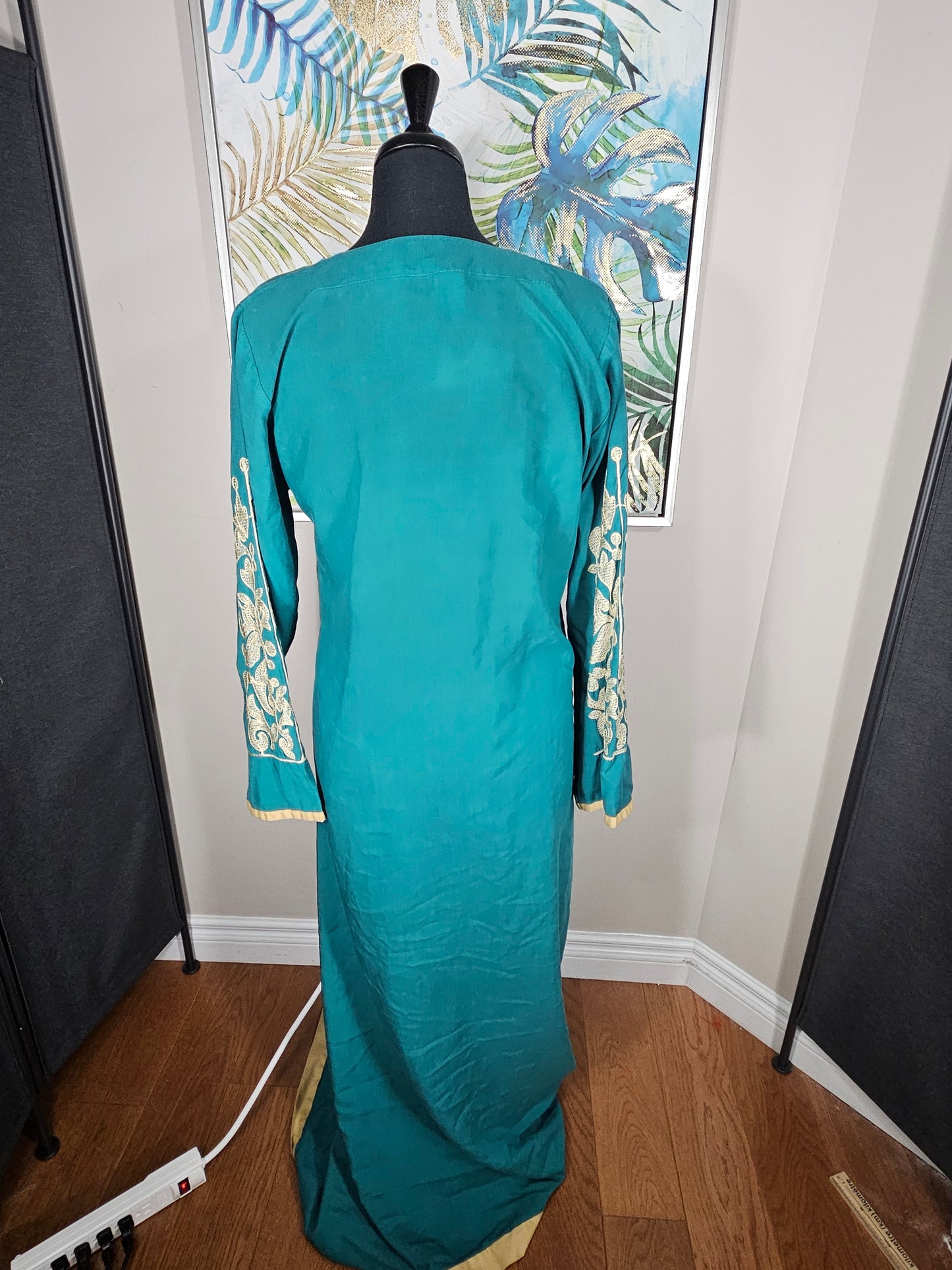 Turquoise Embroidered Abaya - Size 56