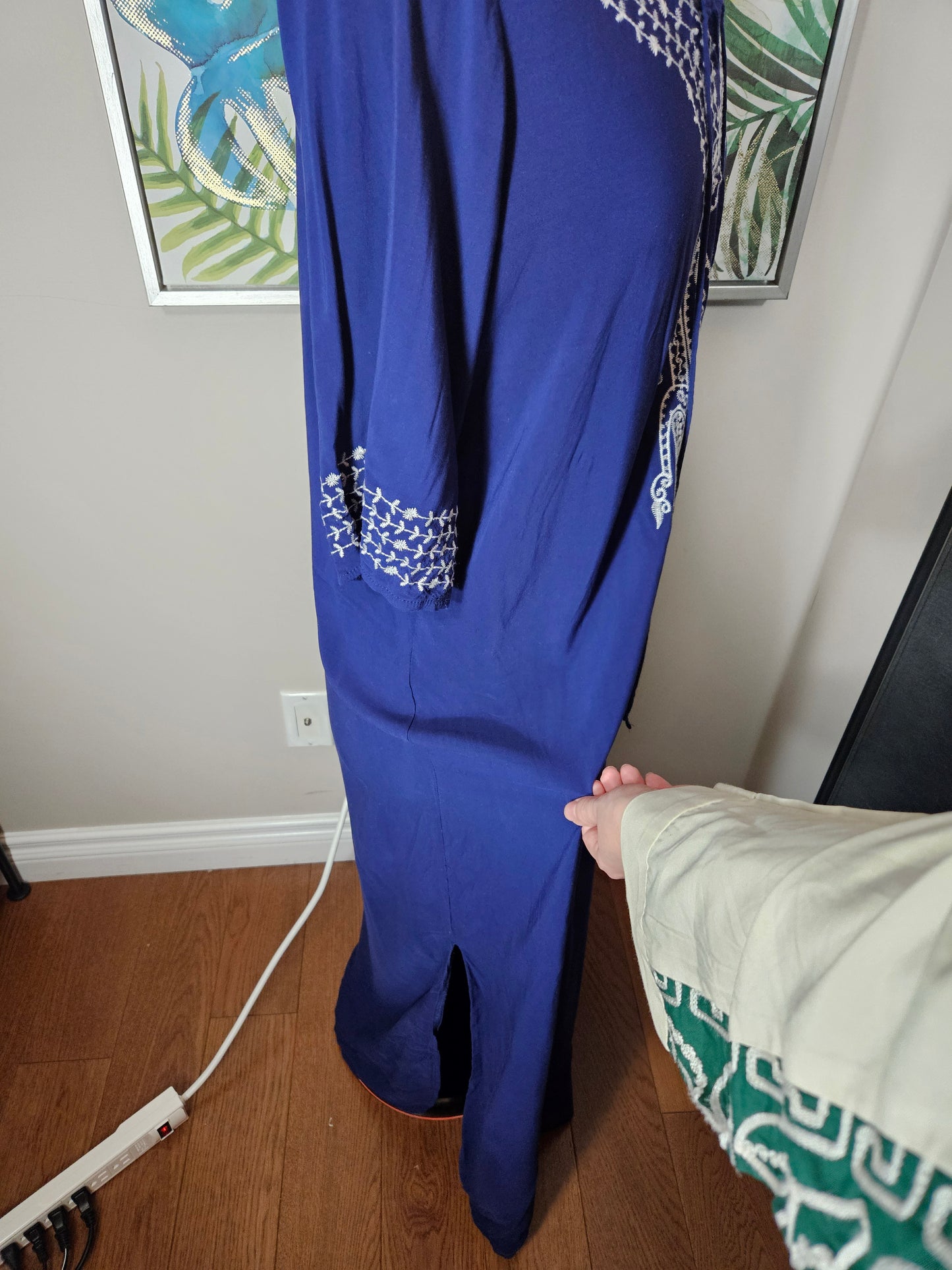 Royal Blue Embroidered Abaya - Size M/L