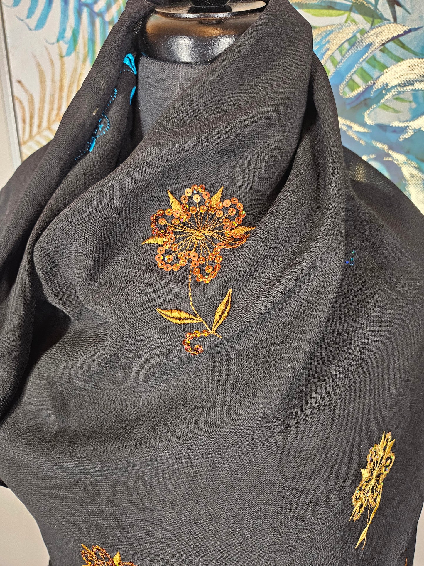 Embroidered Flower Hijab