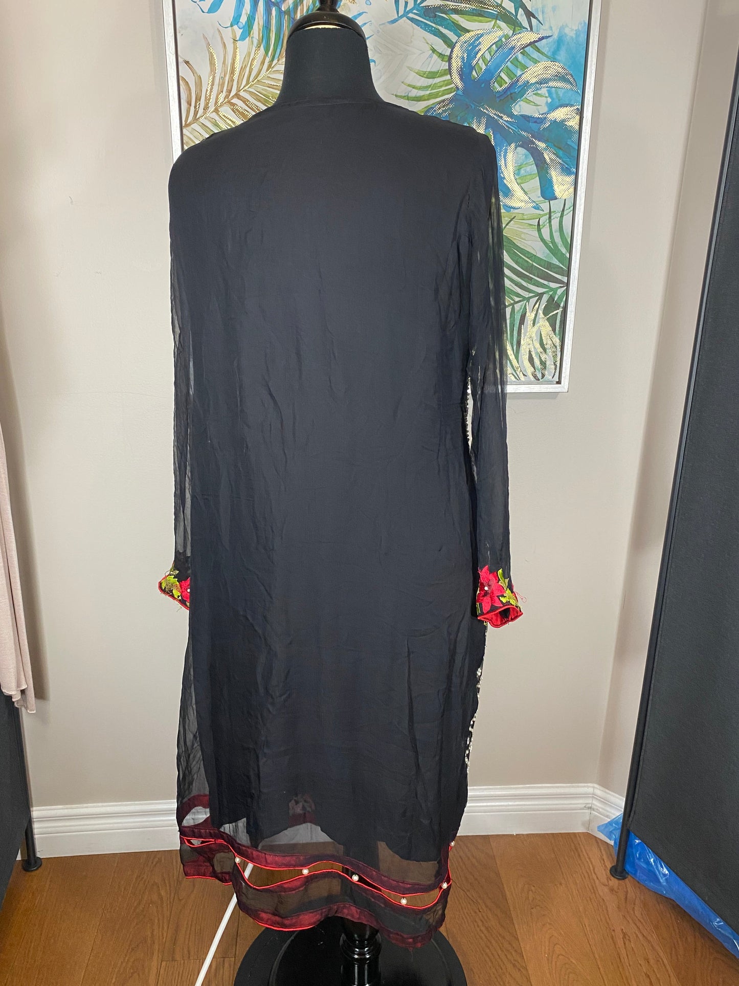 Red Embroidered Kurti - Size Large