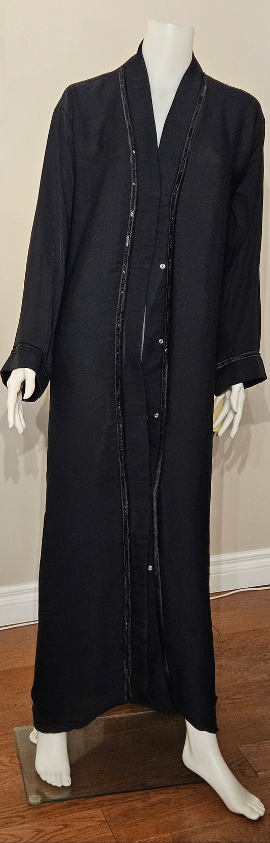 Black Abaya with Beaded Trim
