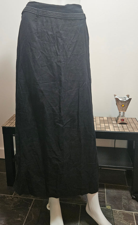 Black Maxi Skirt with Beaded Belt Accent