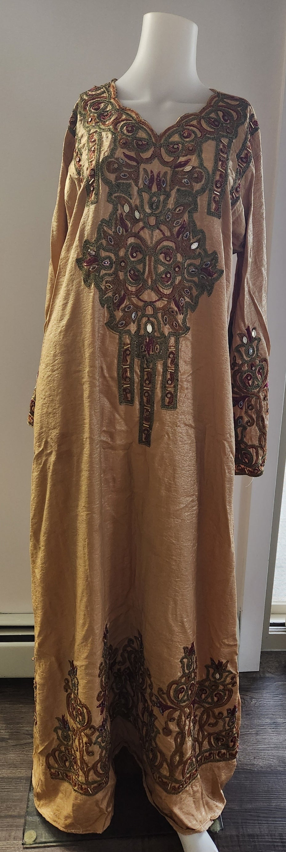 Beige Embroidered Abaya
