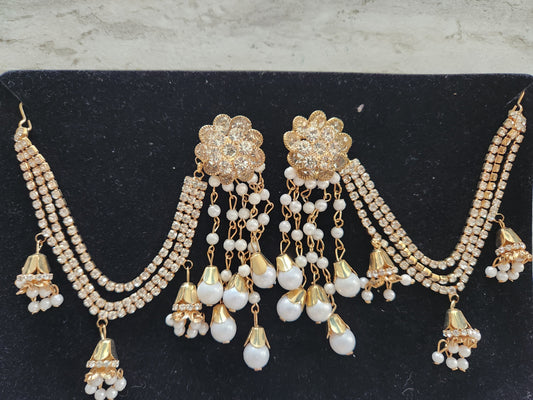 Gold/Pearl Necklace & Earrings