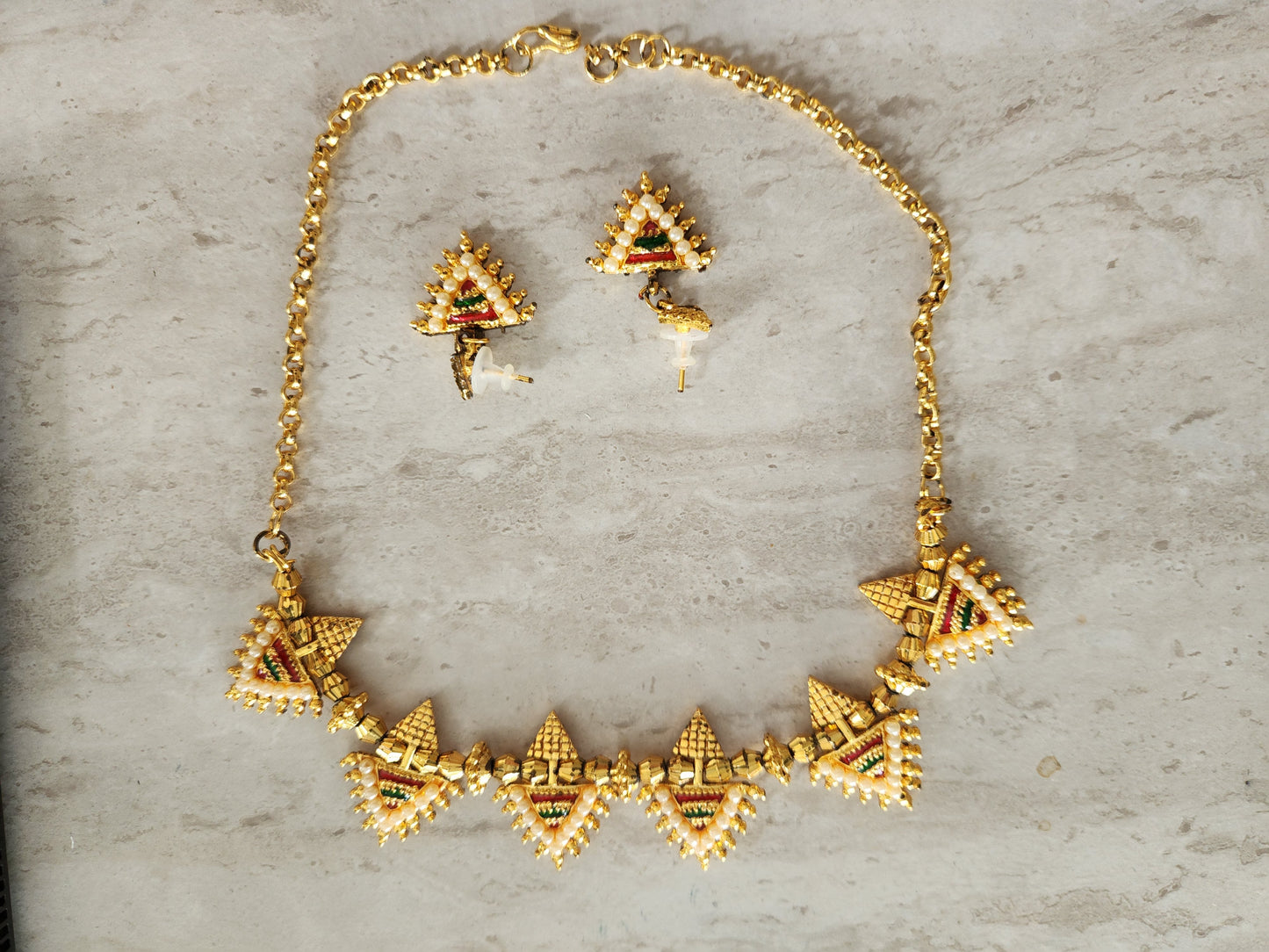 Gold Necklace & Earring Set