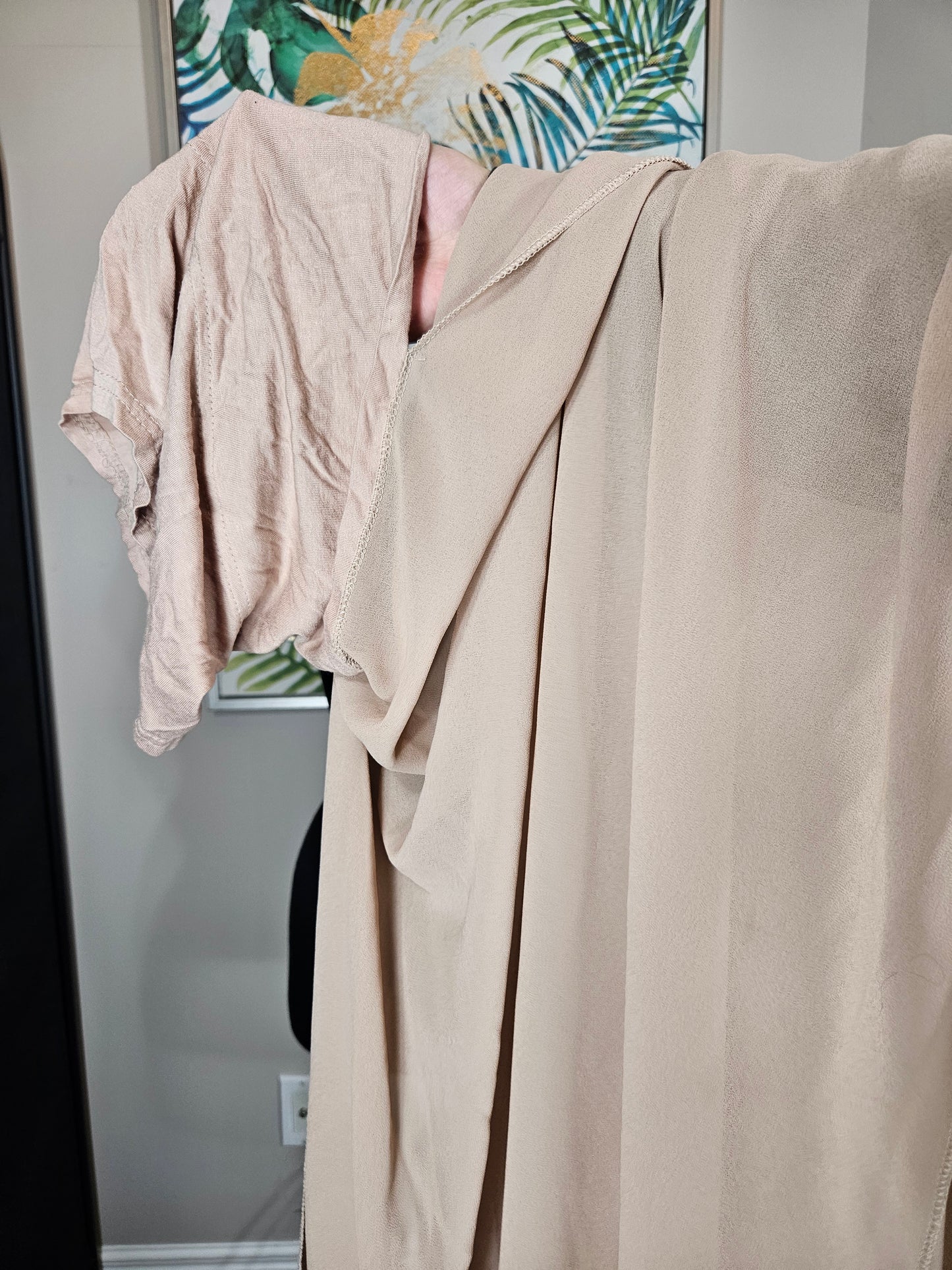 Beige Hijab with Attached Underscarf