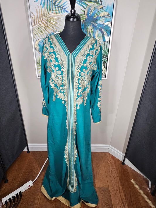 Turquoise Embroidered Abaya - Size 56