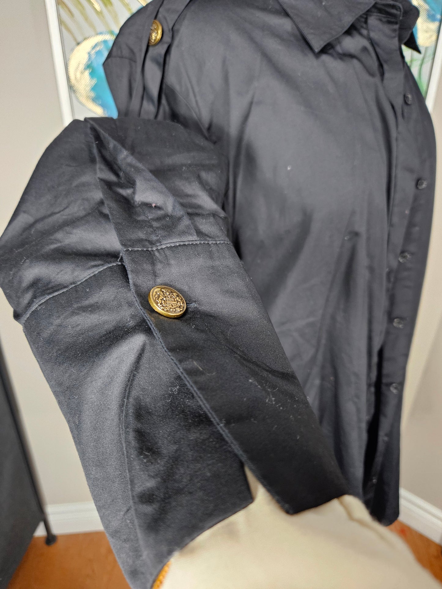 Black Blouse with Button Accents - Size 10