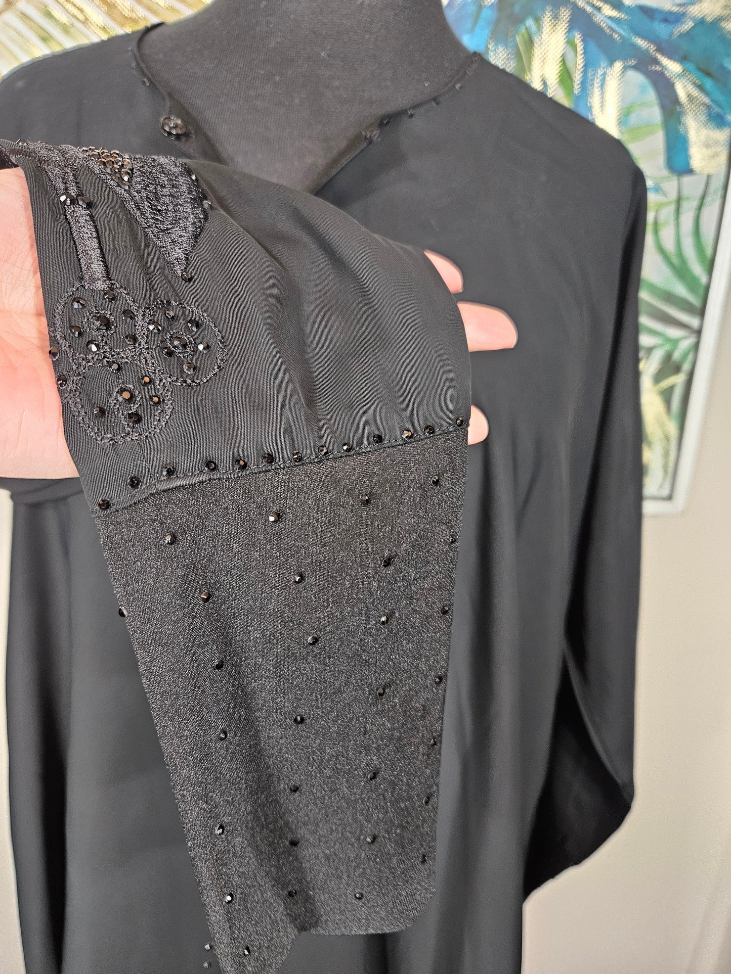 Black Gemstone Abaya - Size 60