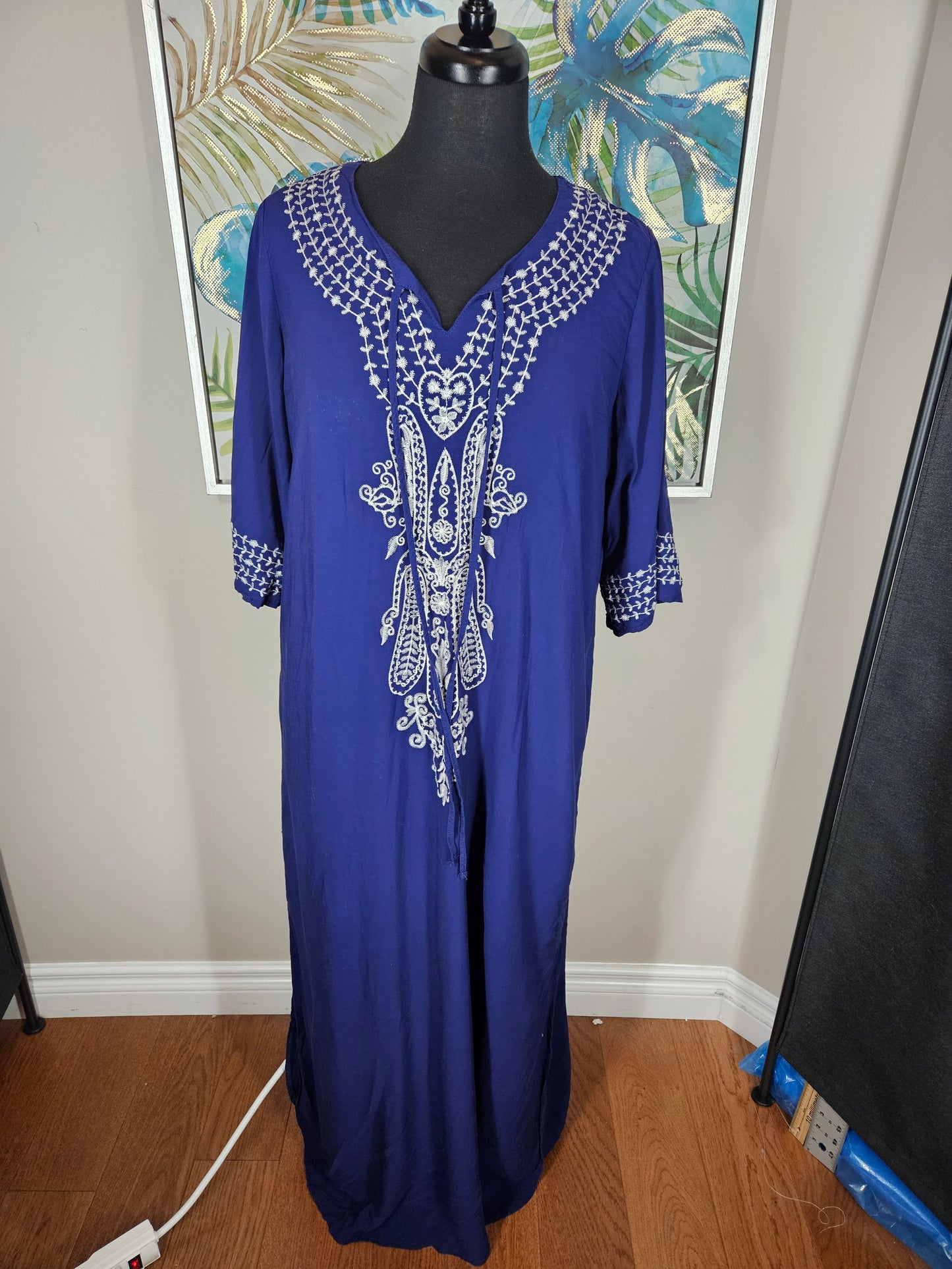 Royal Blue Embroidered Abaya - Size M/L