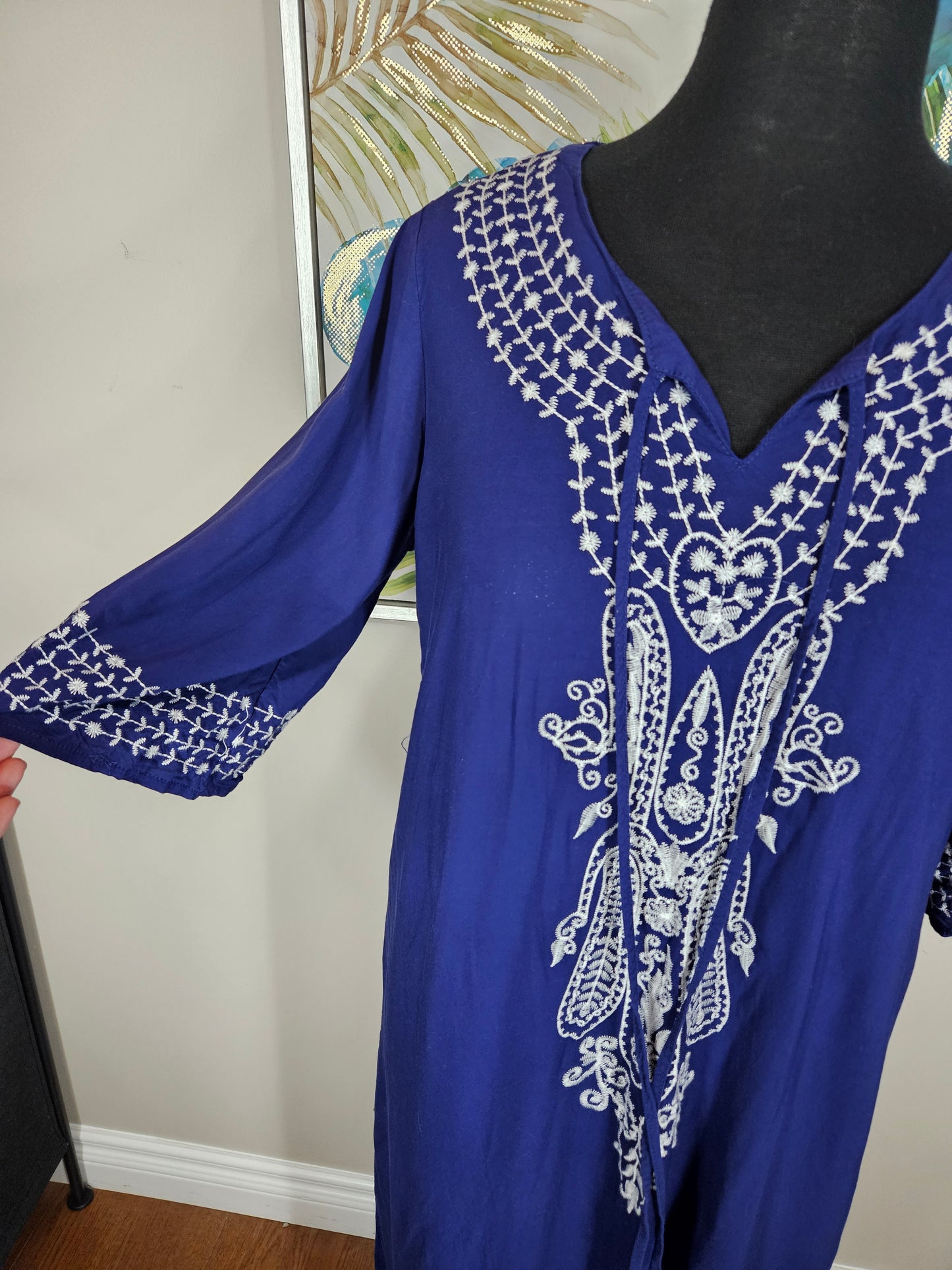 Royal Blue Embroidered Abaya - Size M/L
