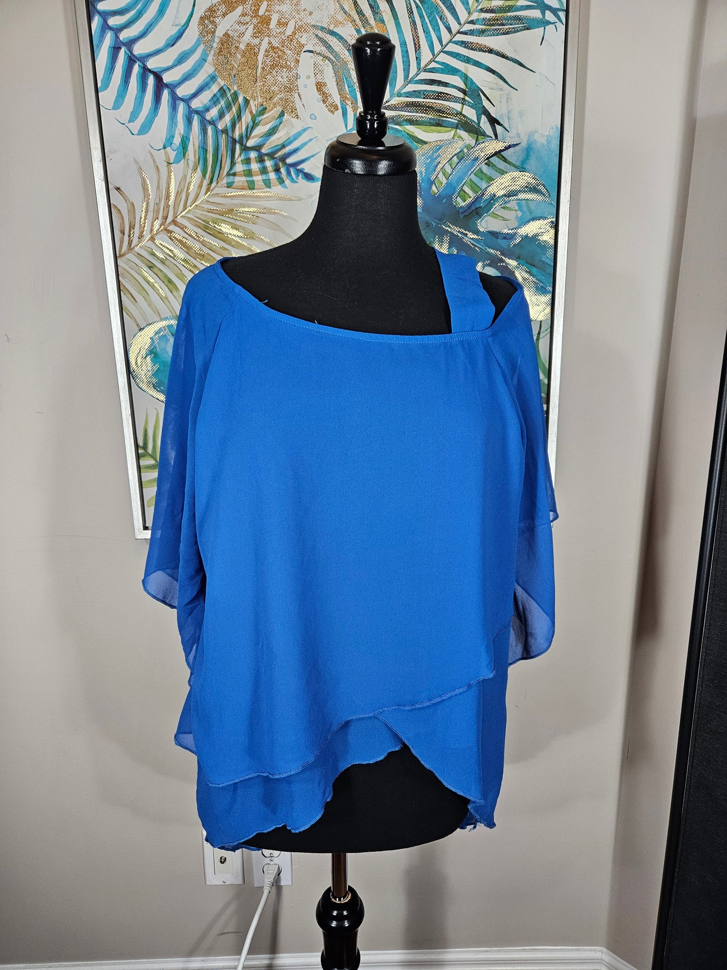 Blue Chiffon Blouse - Size Large