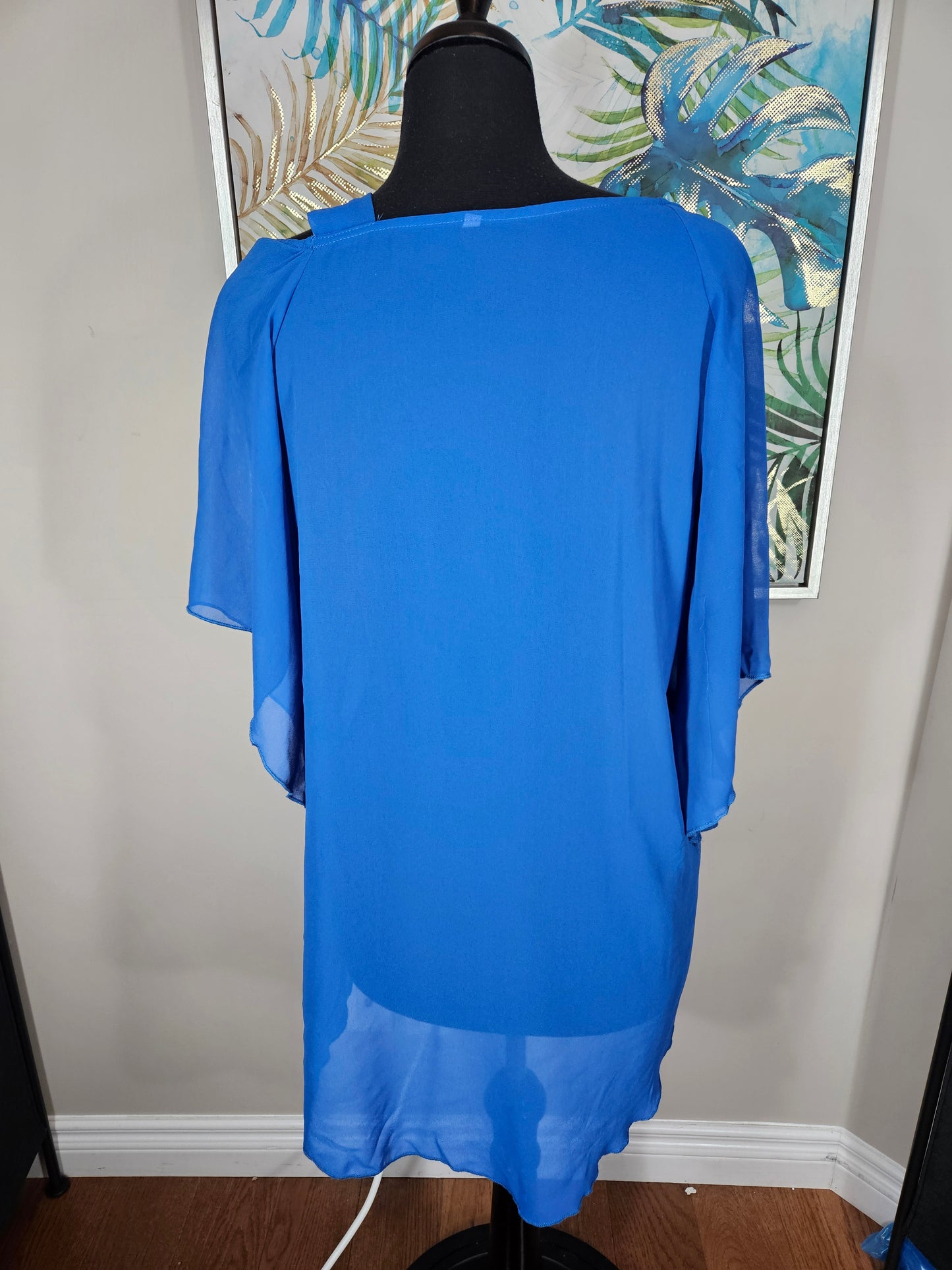 Blue Chiffon Blouse - Size Large
