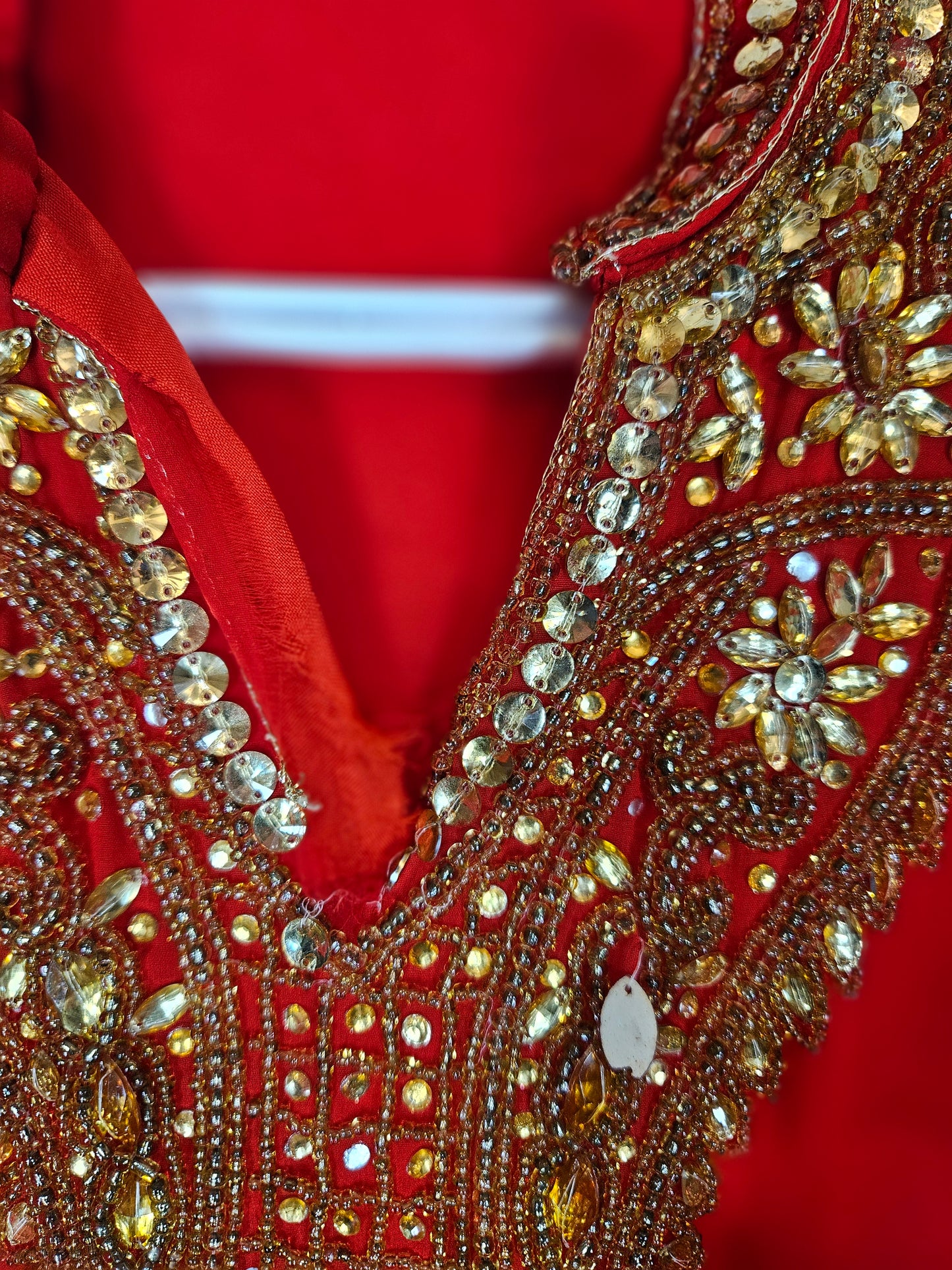 Red Kurti with Intricate Gold Beading - Size 46
