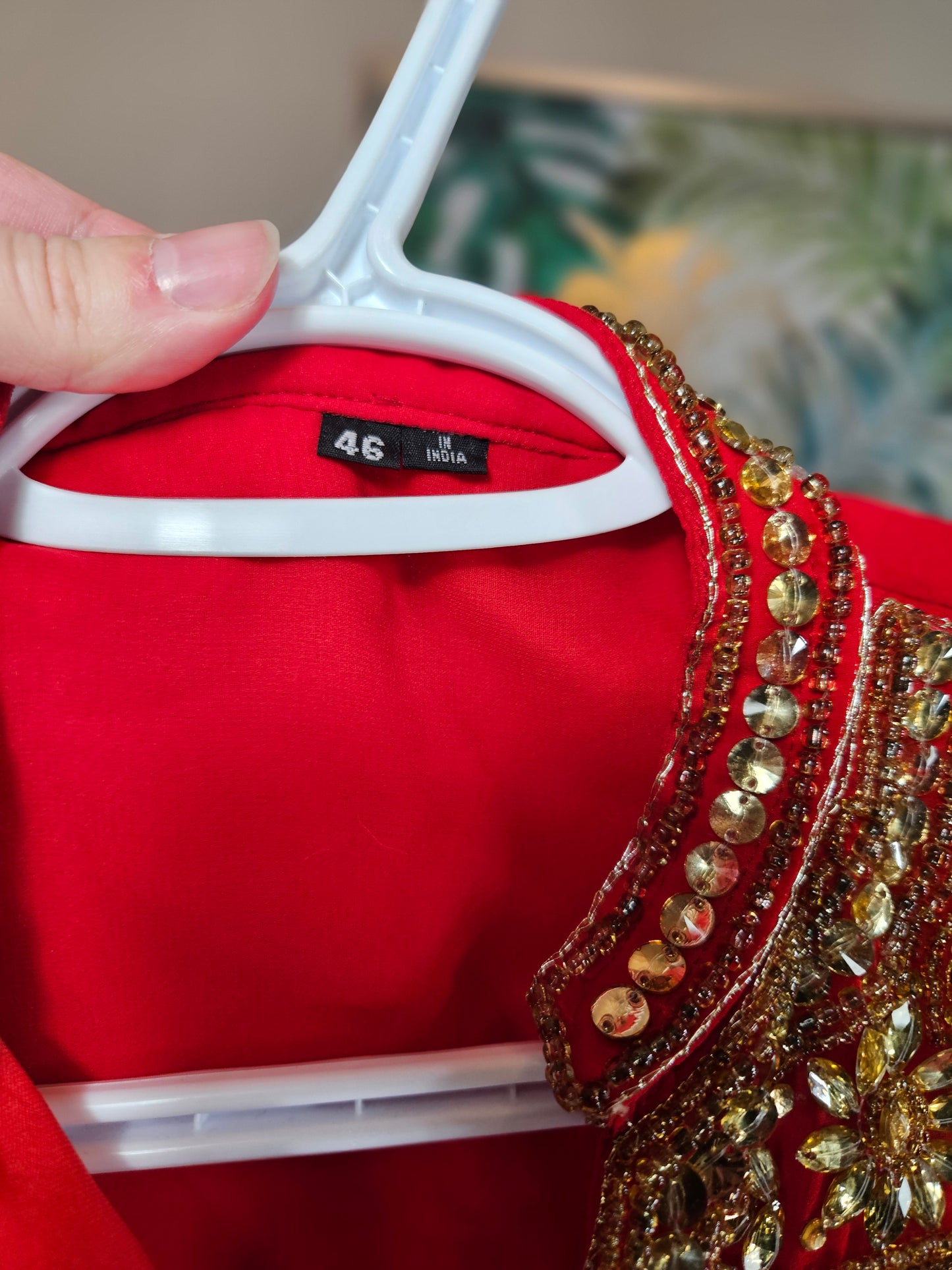 Red Kurti with Intricate Gold Beading - Size 46