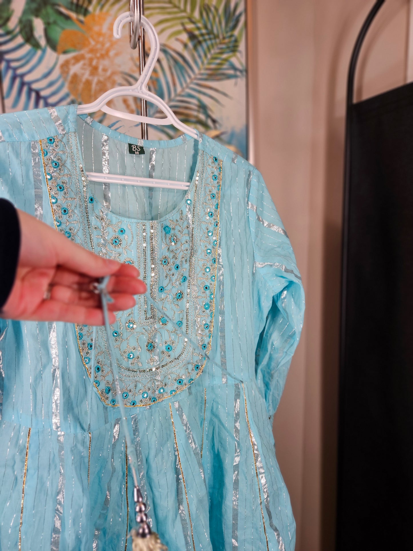 Light Blue Embroidered Formal Set – Size Medium