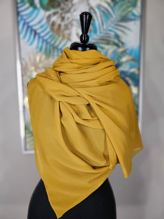 Mustard Yellow Hijab with Built In Undercap