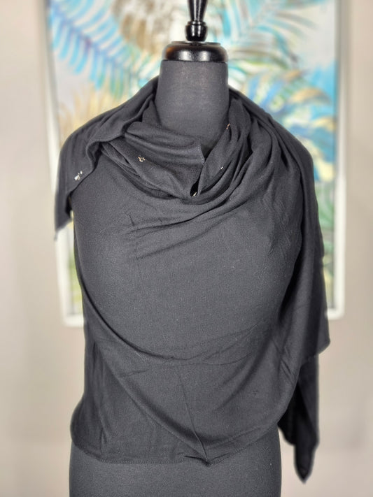 Black Hijab with Flower Gemstones