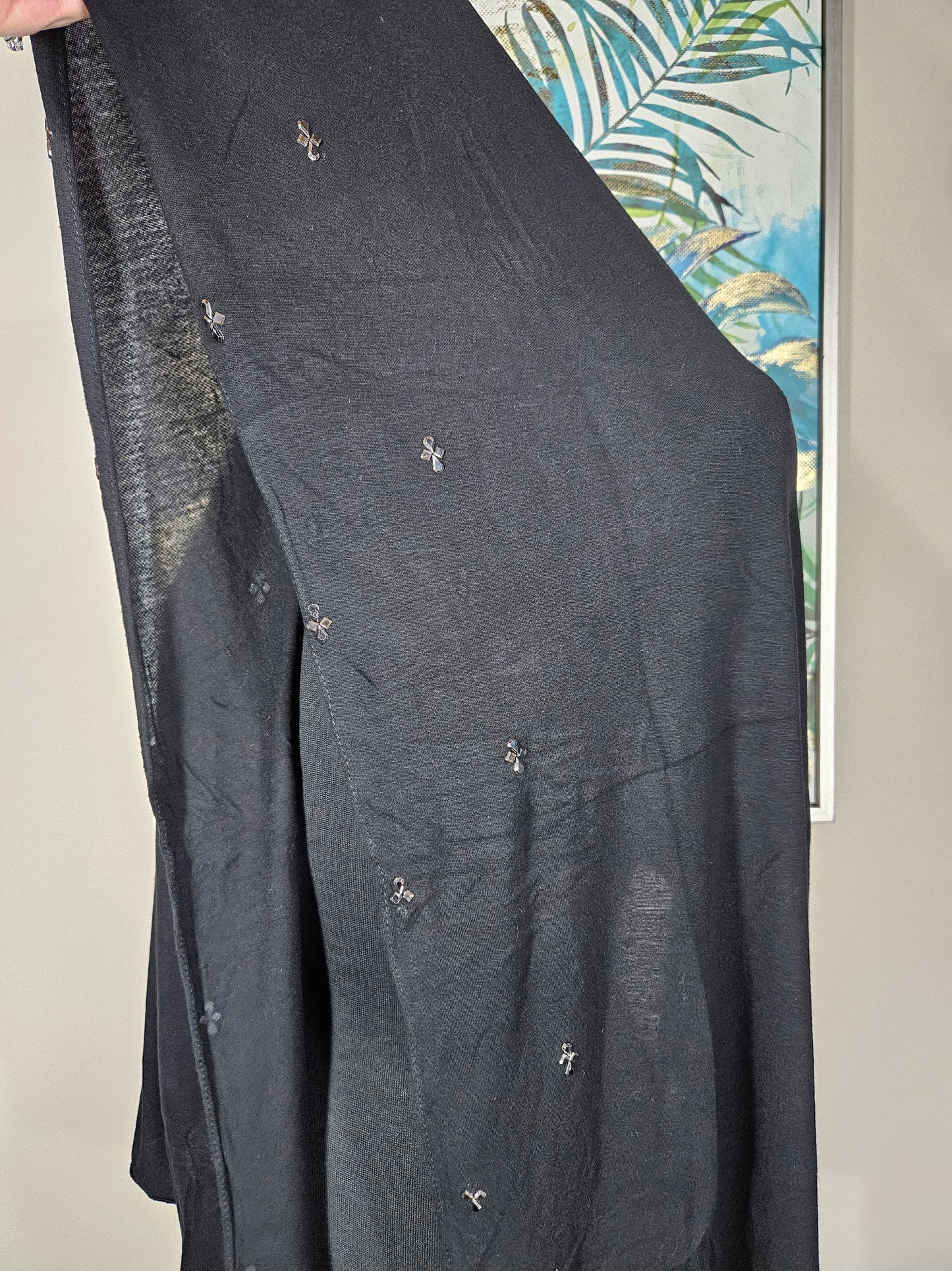 Black Hijab with Flower Gemstones