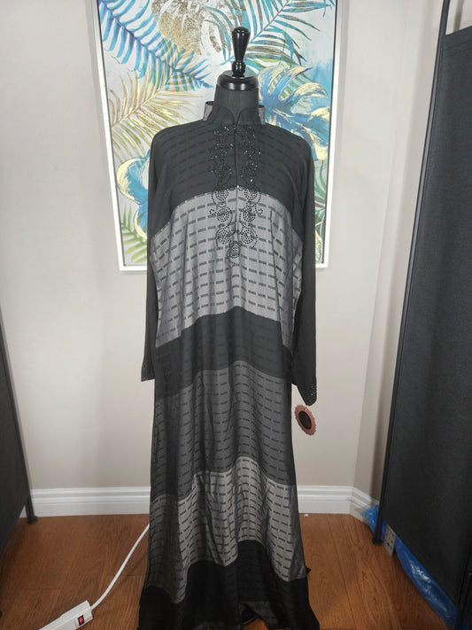 Black & Grey Abaya - Size 56