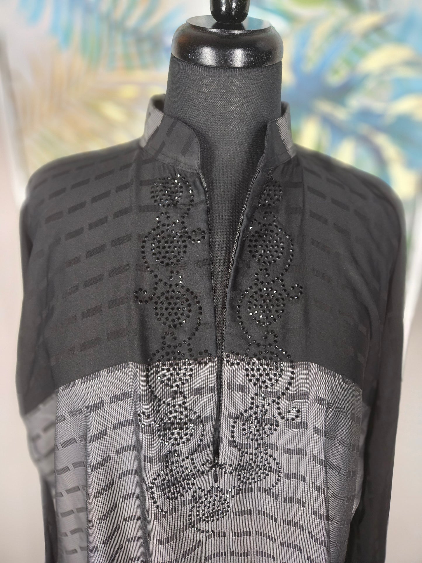 Black & Grey Abaya - Size 56
