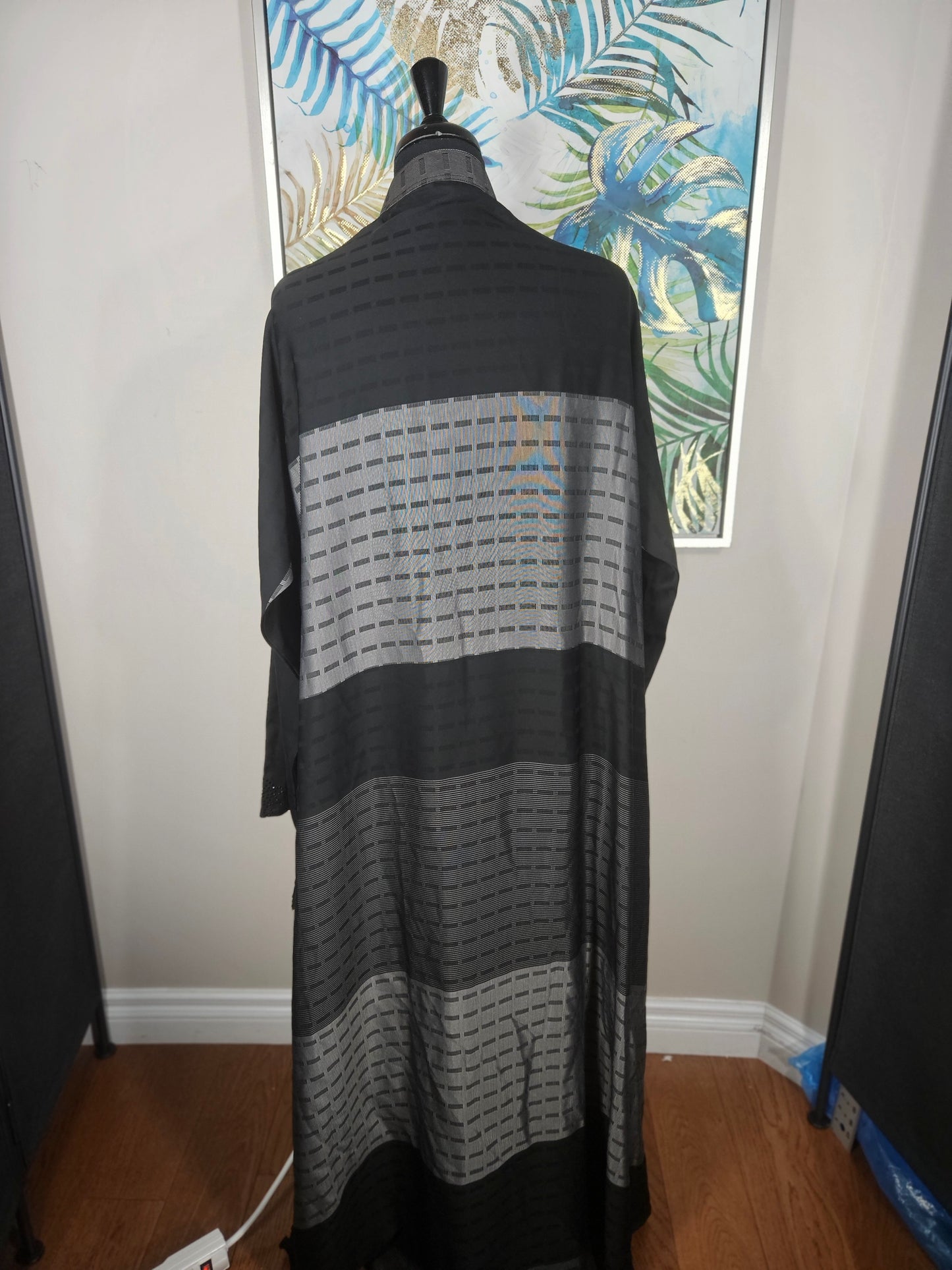 Black & Grey Abaya - Size 56