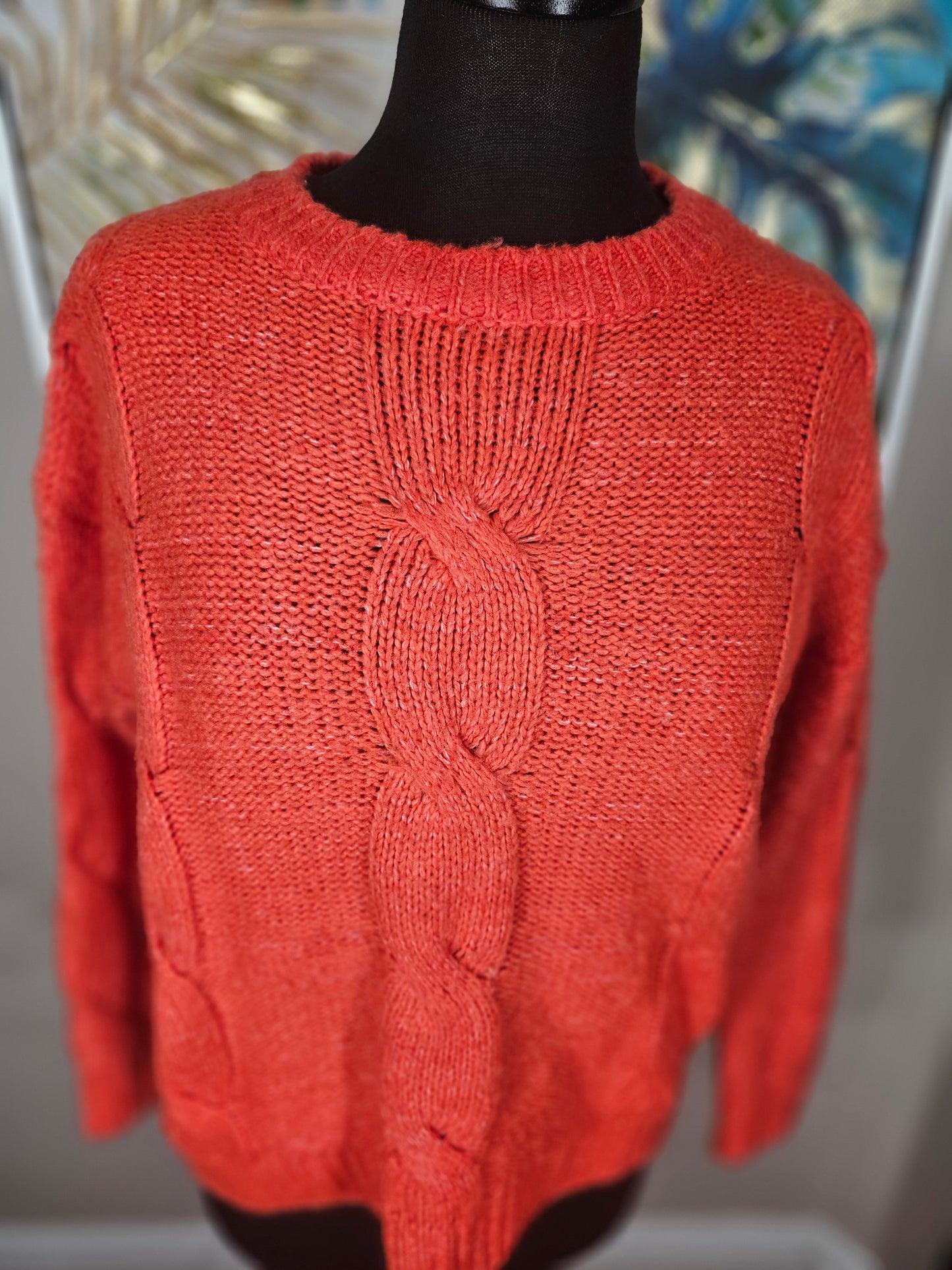 Orange Knit Sweater - Size S/M