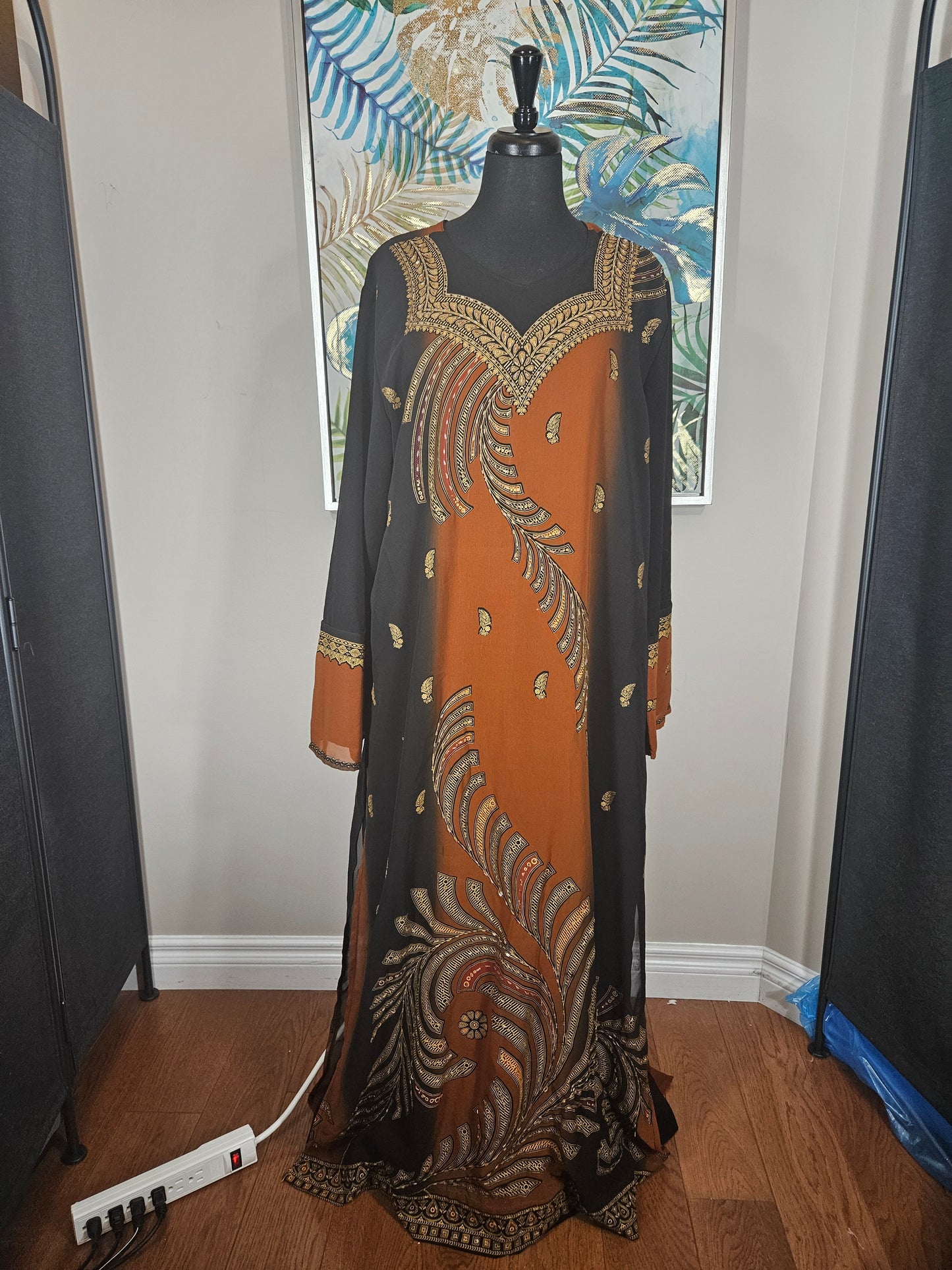 Embroidered Maxi Dress - Size Large