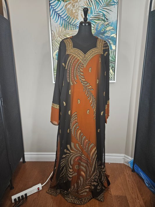 Embroidered Maxi Dress - Size Large