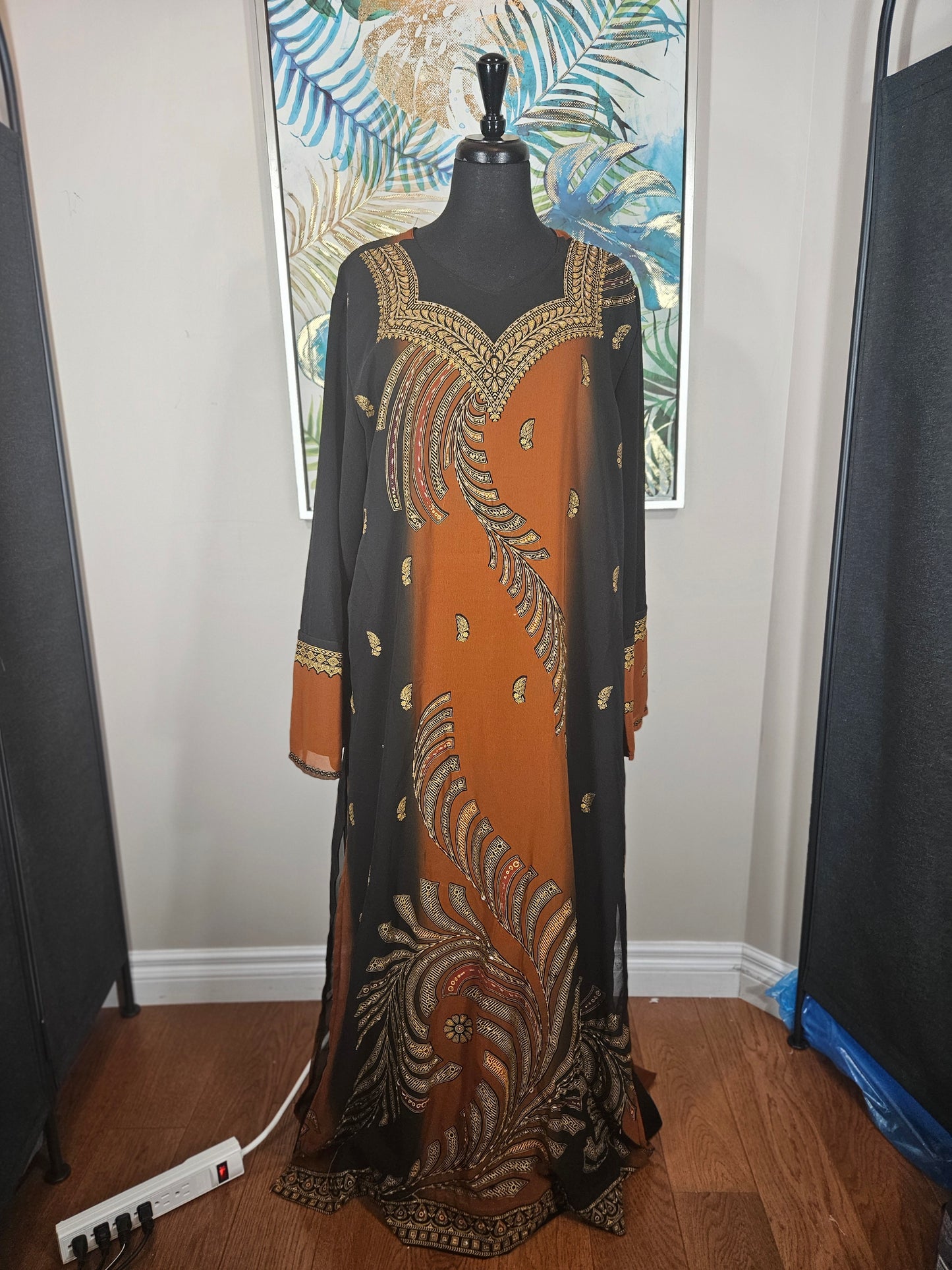Embroidered Maxi Dress - Size Large