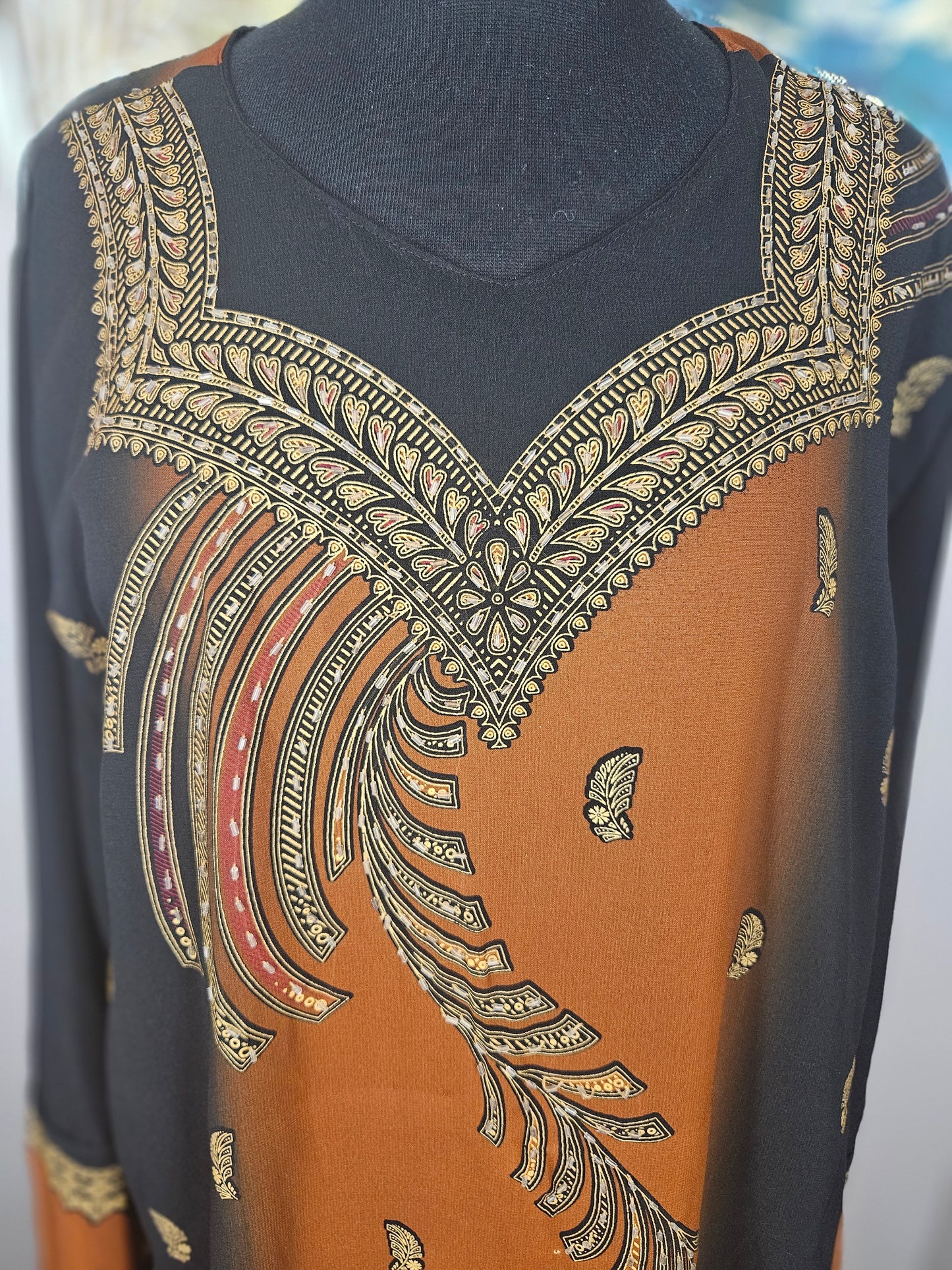 Embroidered Maxi Dress - Size Large