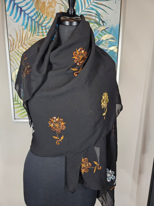 Embroidered Flower Hijab