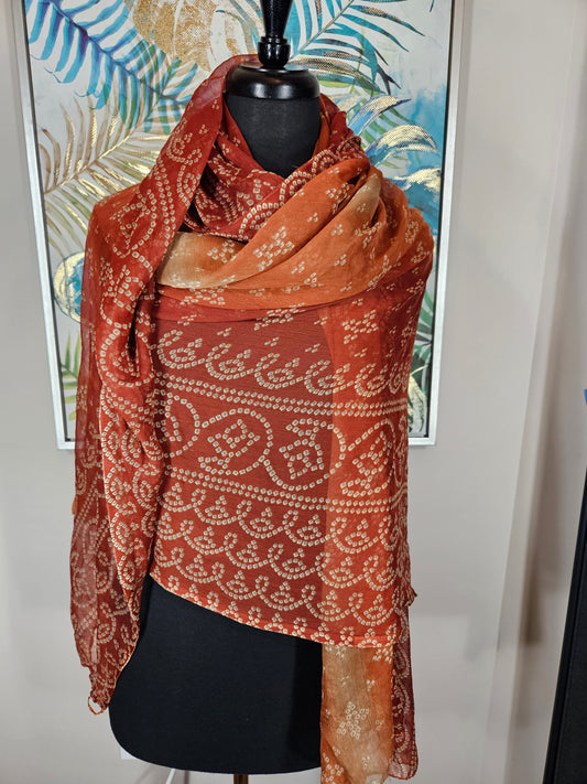 Embroidered Orange Hijab