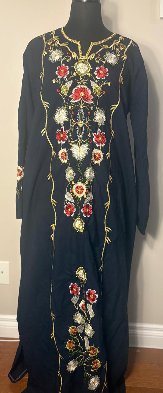 Embroidered Navy Blue Abaya