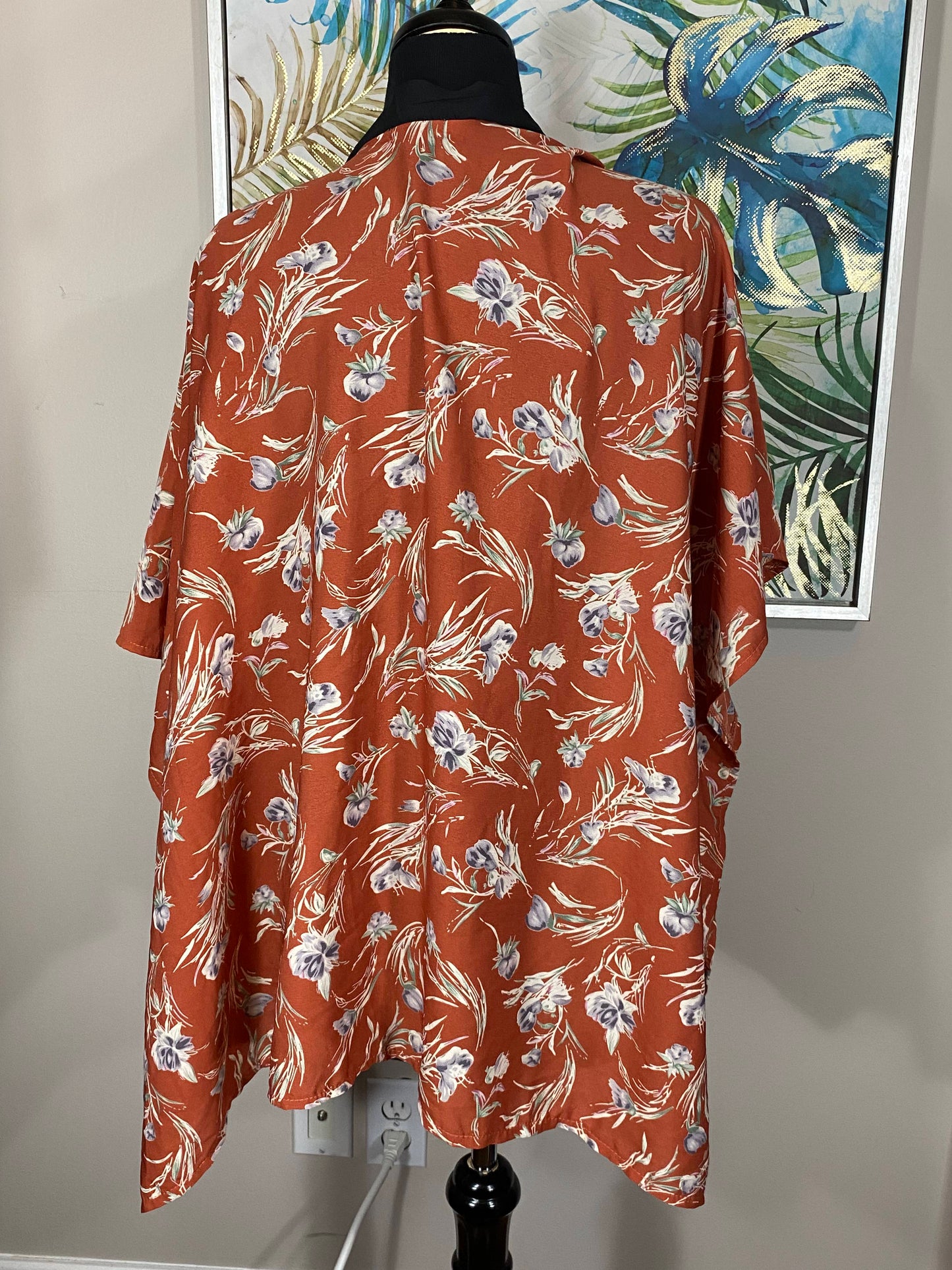 Orange Flowers Short Kimono - One Size