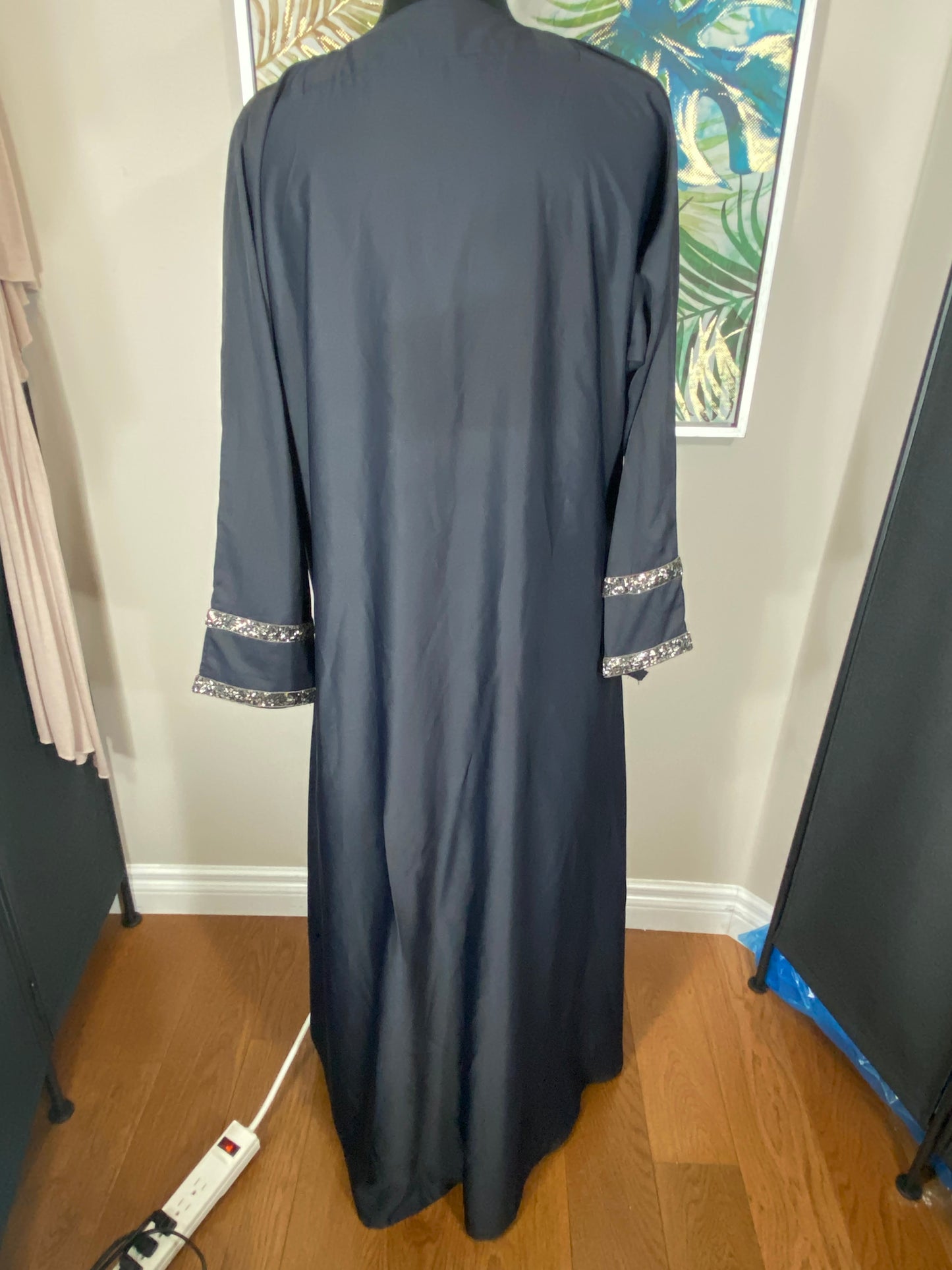 Black Abaya with Gold Sleeves - Size Medium