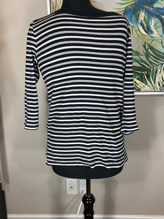 Long Sleeve Striped 3/4 Sleeve - Size Medium