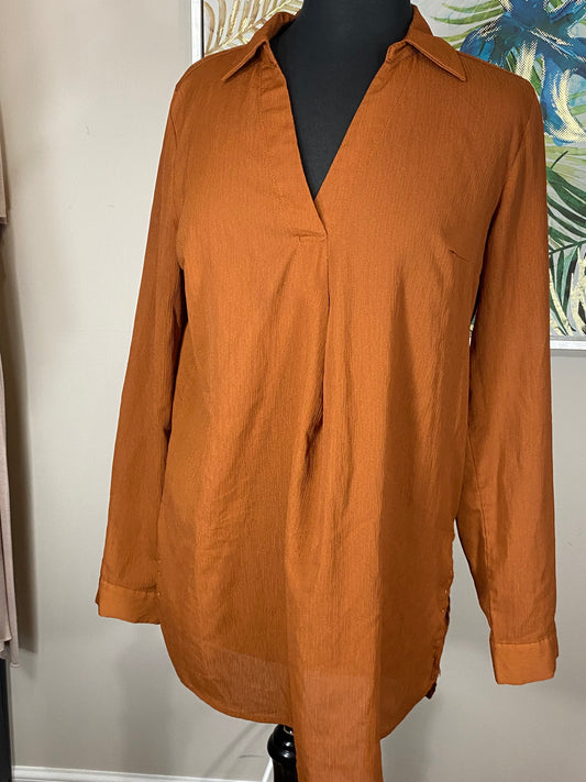Orange Long Sleeve Tunic - Size Medium