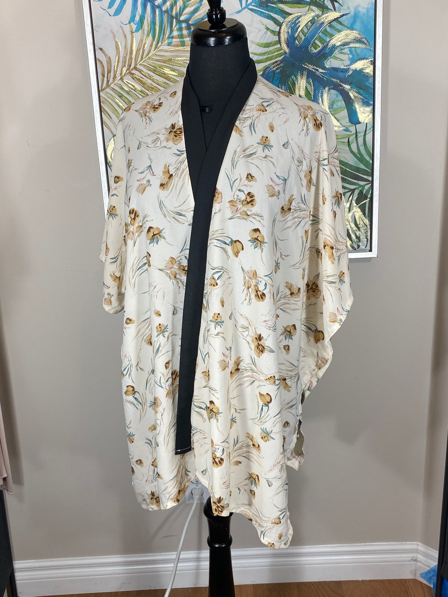 Yellow Flower Short Kimono - One Size